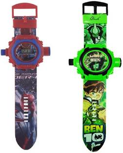 COSMART COMBO SPIDERMAN AND BEN 10 24 IMAGE PROJECTOR WATCH PACK OF - 2