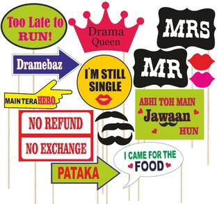 SYGA Set Of 16 Marriage Theme Photo Booth Props Party Mask