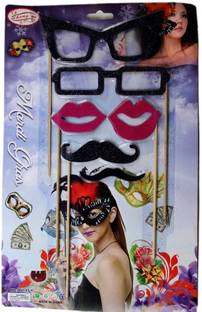 FUNCART Stick Party Set Mustache, Lips & Glasses Party Mask