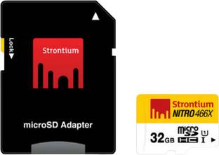 Strontium 32 GB MicroSDHC UHS-1 NITRO 466X Card Nitro 32 GB MicroSD Card Class 10 70 MB/s  Memory Card Compatible with Camera, Mobile