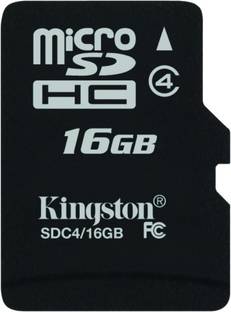 KINGSTON MicroSD 16 GB Class 4 / SDC4/16GBSPIN 16 GB MicroSD Card Class 4 4 MB/s  Memory Card Compatible with Mobile