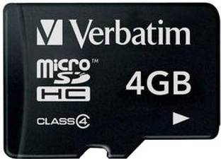 Verbatim Micro SDHC Card 4GB 4 GB MicroSDHC Class 4 4 MB/s  Memory Card Compatible with Mobile