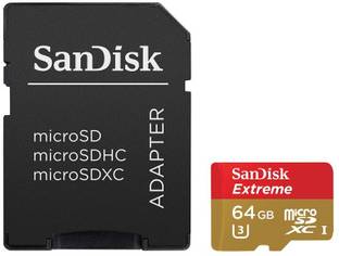 SanDisk SDSDQXN-064G-G46A Extreme 64 GB MicroSDXC UHS Class 3 90 MB/s  Memory Card Compatible with Camera, Mobile, Tablet
