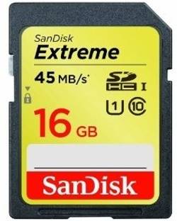 SanDisk Extreme HD Video SDHC 16 GB 45MB/s UHS-I Class 10 Extreme 16 GB SDHC Class 10 45 MB/s  Memory Card Compatible with Camera, Mobile
