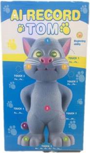 MousePotato Big Size 15 Inch Talking Tom Cat AI Touch Response Record TOM with Cool Flash Light Eyes 100% Non Toxic