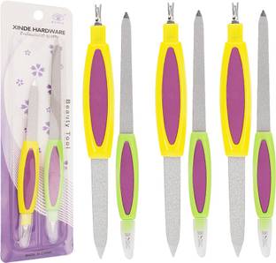adbeni Professional Quality Multi Color Nail File With Trimmer Pack of 3