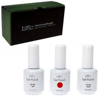 BMC Uv Led Gel Nail Art Polish Kit One Color Red Top Base Coat Manicure Set 700580462860 Red