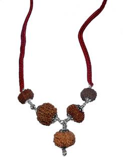 Navkaar Creation Rudraksha Combination For Laxmi Power 4,4,7,7,7 Mukhi Nepal Lab Certified Dori Necklace