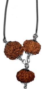Navkaar Creation Rudraksha Combination For Confidence/Stress Buster 3,4,6 Mukhi Nepal Lab Certified Sterling Silver Necklace
