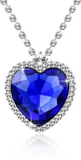 Shining Diva The Blue Ocean Heart Crystal Gold-plated Plated Crystal Necklace