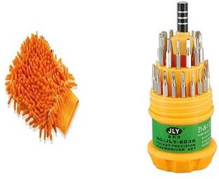 Edwin Clark Buy 2 Pcs Microfiber Hand Gloves With Free Jackly 31 In 1 Screwdriver Set Toolkit Reusable Paint Glove