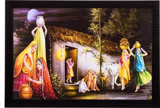 eCraftIndia Village View Satin Matt Textured UV Art Canvas 11 inch x 14 inch Painting