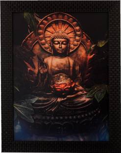 eCraftIndia Spritual Buddha Satin Matt Texture UV Canvas 14 inch x 11 inch Painting