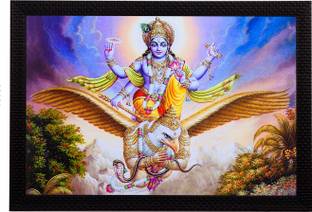 eCraftIndia Lord Vishnu Satin Matt Textured UV Art Canvas 11 inch x 14 inch Painting
