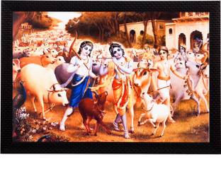 eCraftIndia Lord Krishna Satin Matt Textured UV Art Canvas 11 inch x 14 inch Painting