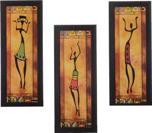 eCraftIndia Set Of 3 Tribal Lady Decorative Showpiece  -  35 cm