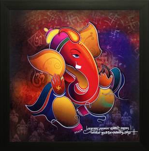 saf Ganesh Canvas 12 inch x 12 inch Painting