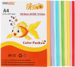 Pigloo Premium Range 100 Sheets. 10 Colour. 80GSM Unrulled A4 80 gsm Coloured Paper