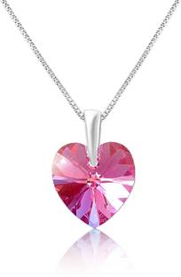 mahi Pink Love For Valentine Rhodium Swarovski Crystal Brass, Alloy Pendant