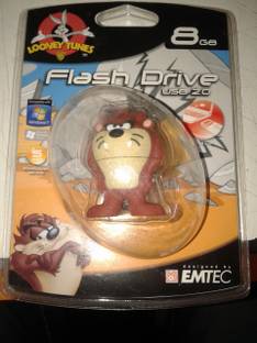 Emtec Looney Tunes Taz 8 GB Pen Drive Compatible with Desktop Computer, Audio Player, Laptop USB 2.0 Rubber Case