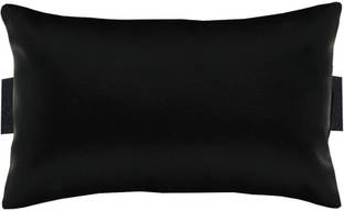 ACM Leather Cushion Pillow Head & Neck Rest Medium Back Office Chair Black Cotton Solid Sleeping Pillow Pack of 1