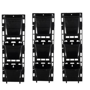 Planters Vertical Garden Panel ( Black 6X18 inches , 3 frame + 9 pot ) Plant Container Set
