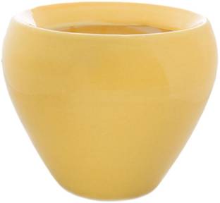 UGAOO Apple Ceramic Pot (Big, 5.9 inch Diameter, Yellow) प्लांट कंटेनर