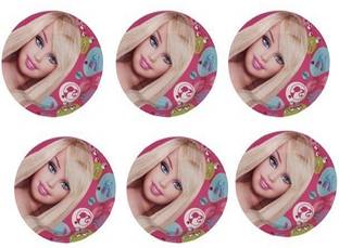 FUNCART Barbie Theme 7 Inches Plates Tray