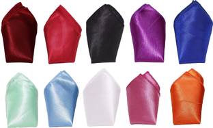 AIR FASHION Solid Poly Silk Pocket Square