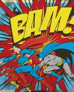 Batman, Superman, Flash Retro Bam! Mini Poster Paper Print