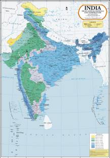 India Map : Mean Annual Rainfall & Temperature Paper Print
