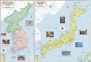 Japan-North Korea-South Korea Map Paper Print