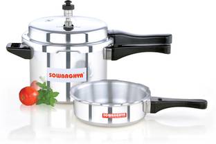 Sowbaghya Elite Induction Base Aluminium & Pan 5 L Outer Lid Induction Bottom Pressure Cooker