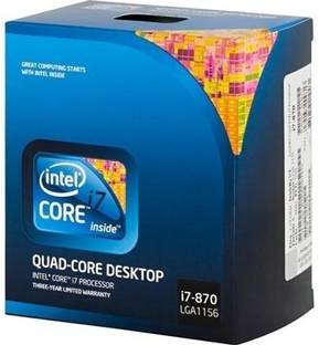Intel Core i7-870 2.93 GHz Upto 3.6 GHz LGA 1156 Socket 4 Cores 8 Threads 8 MB Smart Cache Processor