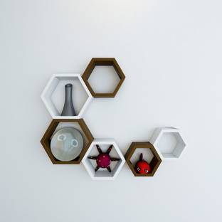 ENCORE DECOR hexagon MDF (Medium Density Fiber) Wall Shelf