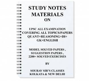 Study Material Notes On Csat Combined Quant + Reasoning+ Eng+gk+di With Solved Exercises , Model Paper, Suggestion Papers