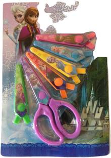 FUNCART Frozen Fancy Scissors Set ( SET OF 6 SCISSOR BLADES IN 6 STYLES) Scissors (Set of 6, Multicolor) Scissors