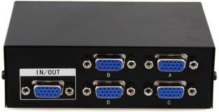 MEF 4 Port Vga Switch - Splitter Connect 4 Monitors To 1 Cpu Or 4 Cpu To 1 Monitor Media Streaming Device