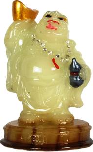 Sigaram Radium Laughing Buddha - Happy Man - will shine in the dark as radium best suited for Home, Office and Car Dashboard - K415 Decorative Showpiece  -  13 cm