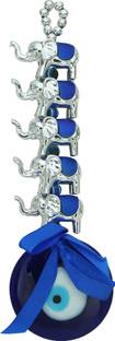 Pure Life 5 Elephant Evil Eye Nazar Battu- to Remove Negative Energy Decorative Showpiece  -  0.5 cm