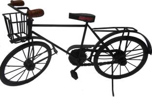 Handicraft Wood & Iron Made Cycle In Black Colour Decorative Showpiece  -  26 cm