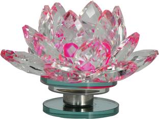 Pure Life Crystal Lotus In Pink Shade Decorative Showpiece  -  11 cm