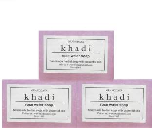 Khadi Herbal Handmade Rose Water Soap - Pack of 3 (3 x 125 g)