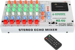 KROWN SM-6U 6 Channel Stereo Echo Mixer with USB Digital Media Player Analog Sound Mixer