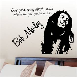 Decor Villa 55 cm Decor Villa Bob Marley Wall Decal And Black Sticker Size-M 55*43 Self Adhesive Sticker