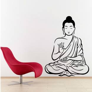 Decor Villa 58 cm Decor villa Om budha ji Wall decal & sticker Black Color Large size - 58*78 Cm Self Adhesive Sticker
