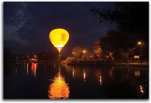 Artifa 40 cm Yellow Hot Air balloon Wall/Door Sticker Self Adhesive Sticker