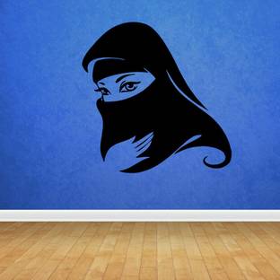Decor Villa 43.18 cm Decor Villa Muslim girl face Wall Sticker Medium - Size (17 x 17) Inch Sticker