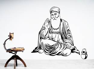 Creatick Studio 152.4 cm Shree Guru Nanak Dev Ji Wall Sticker Self Adhesive Sticker