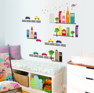 Cortina 90 cm Building And Car Radium Wall Stickers Sticker